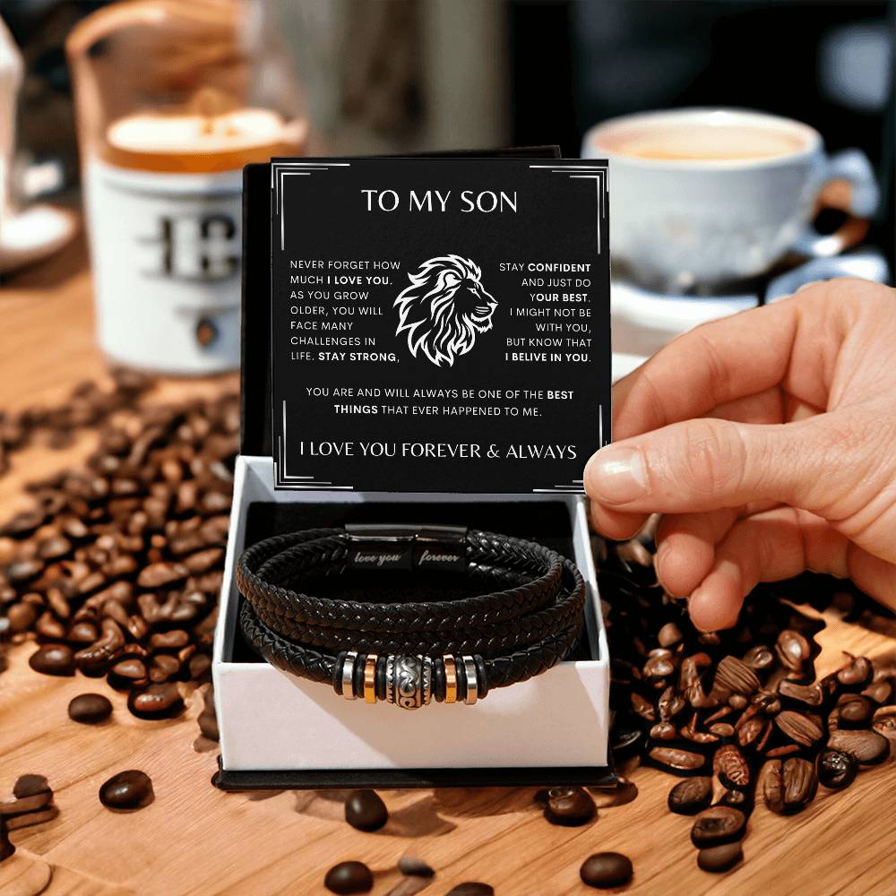 To My Son | Stay Strong Leather Bracelet