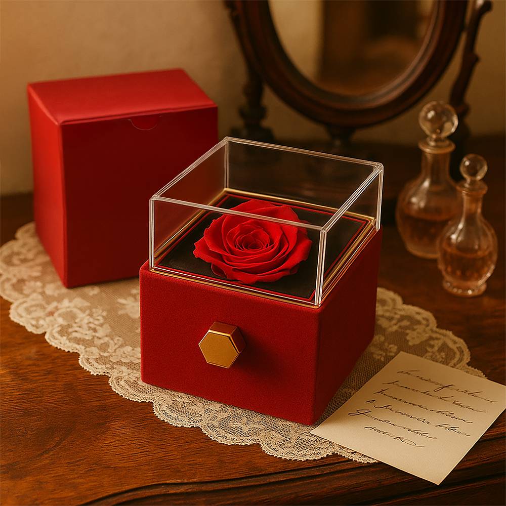 Luxury Gift for Her -  Love Knot Necklace with Preserved Rose Gift Box