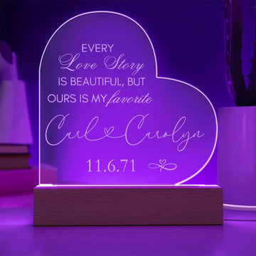 Couples Custom Acrylic Heart Shaped Plaque